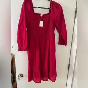 J crew midi long sleeve size medium dress, pink